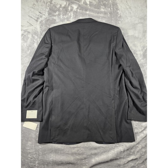 NWT Perry Ellis Mens 42L Modern fit Stretch Black on Black Stripe Blazer Jacket - Picture 9 of 9